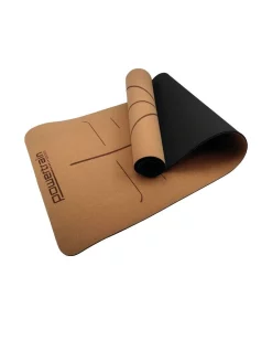 New ✨ PowerTrain Eco-Friendly Cork Brown 6mm Yoga Exercise Mat 😉