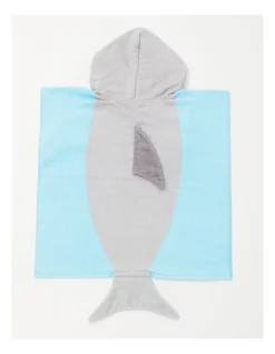 Brand new 👏 Australian Marine Conservation Society 🔨 Hammerhead Shark Kids Poncho 60x120cm In Blue/Grey ✨ -Fitbit Shop unnamed file 123