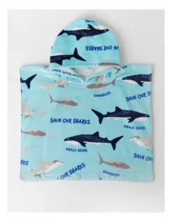 Outlet ⭐ Australian Marine Conservation Society Save Our Sharks Kids Poncho 60x120cm In Blue 🛒 -Fitbit Shop unnamed file 209