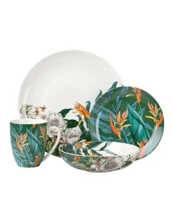 Promo 🎉 Maxwell & Williams The Blck Pen Night Garden Coupe Dinner Set 16pc Foliage Gift Boxed ✨