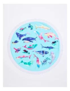 Wholesale 🧨 Australian Marine Conservation Society Jumping Dolphins Kids Round Beach Towel In Multi 🤩