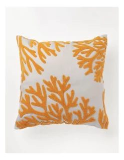 Coupon 🌟 Australian Marine Conservation Society Golden Coral Embroidered Cushion 50x50 Cm In Yellow 🥰