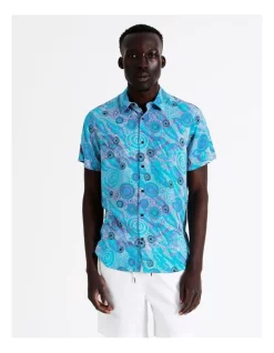 Coupon ⭐ Emma Stenhouse X Blaq Reef Short Sleeve Viscose 👕 Shirt In Blue 👍