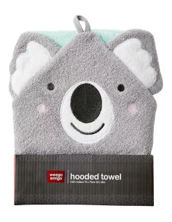 Outlet ⌛ Weegoamigo Colourplay Koala Hooded Towel Grey 👍